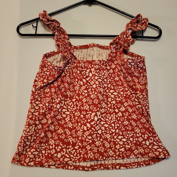 No Boundaries Juniors Rib Button Front Tank Top SIZE XS (1) Red Floral - Picture 2 of 7